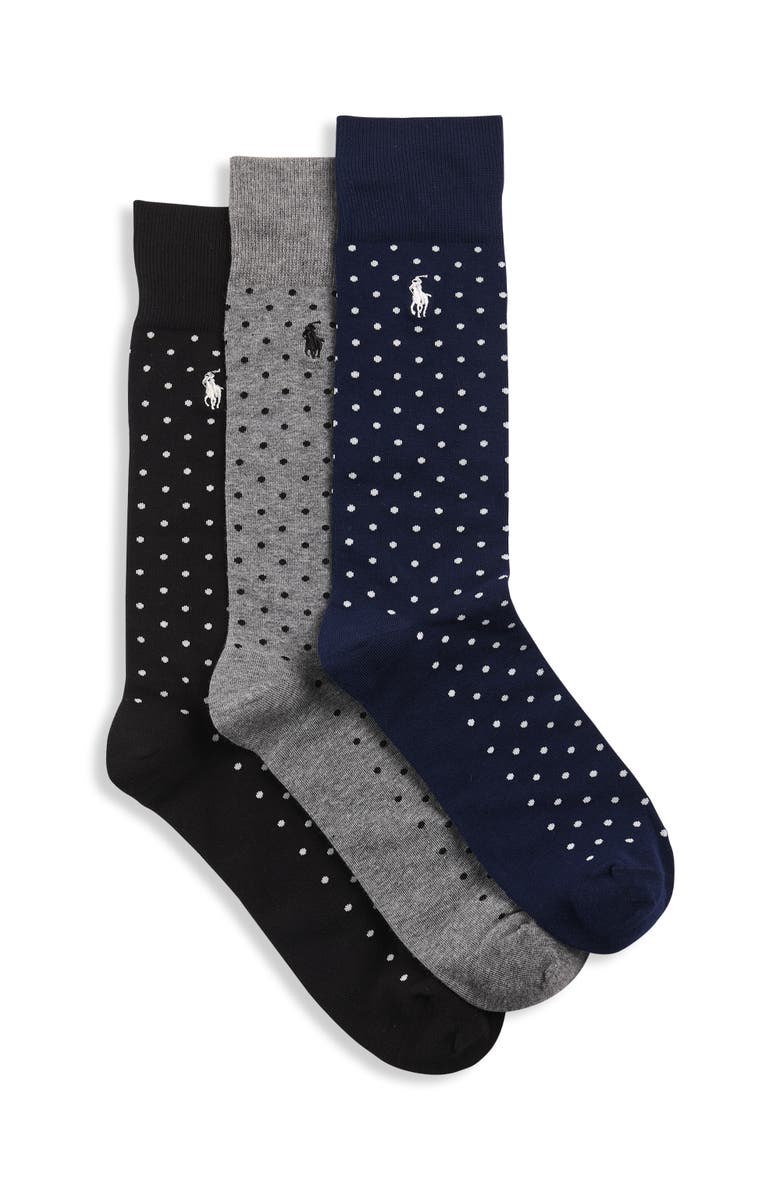 Polo Ralph Lauren Big & Tall 3-pk Dotted Crew Socks, Main, color, Multi