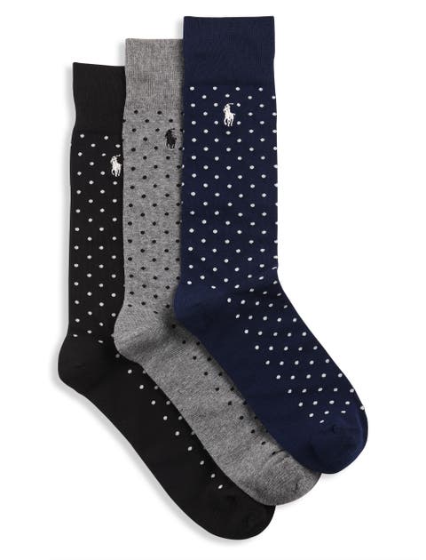 Big & Tall 3-pk Dotted Crew Socks