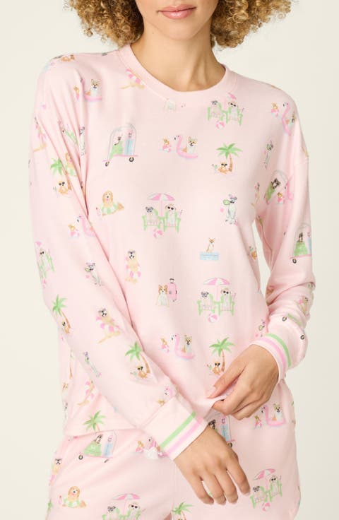 Pupcation Palms Long Sleeve Pajama Top