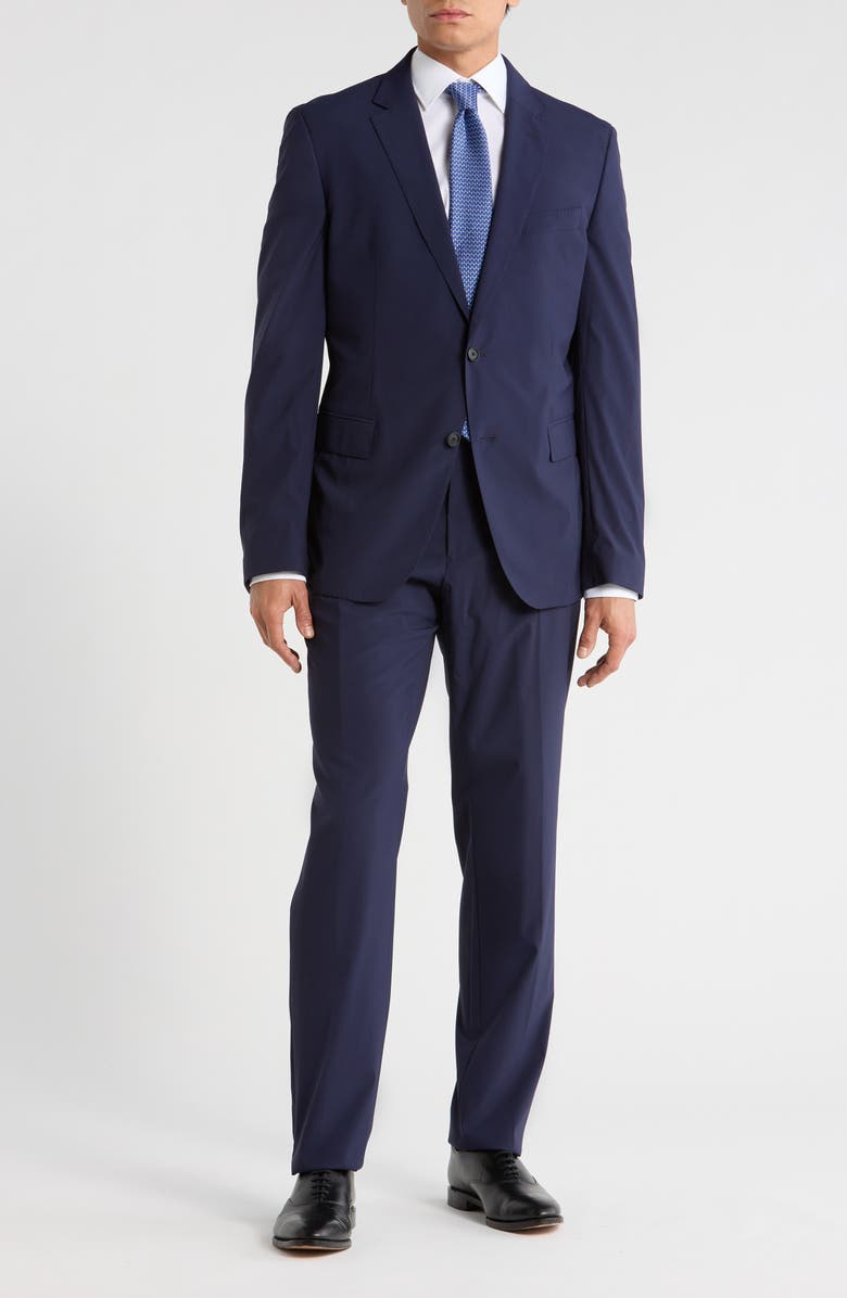 BOSS Huge Slim Fit Navy Stretch Wool Blend Suit, Main, color, Navy