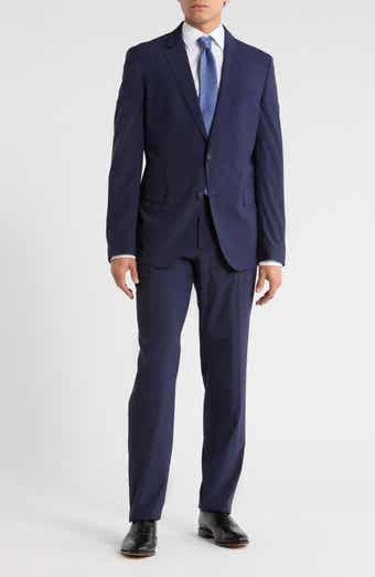 BOSS Huge Slim Fit Navy Stretch Wool Blend Suit