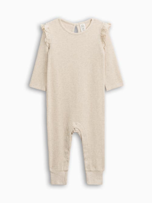 Kendi Mila Waffle Knit Flutter Romper In Neutral