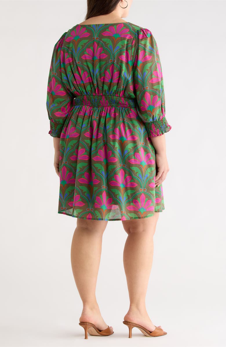 SUGARLIPS Evanna Floral Print Long Sleeve Dress, Alternate, color, Kelly-Green-Pink