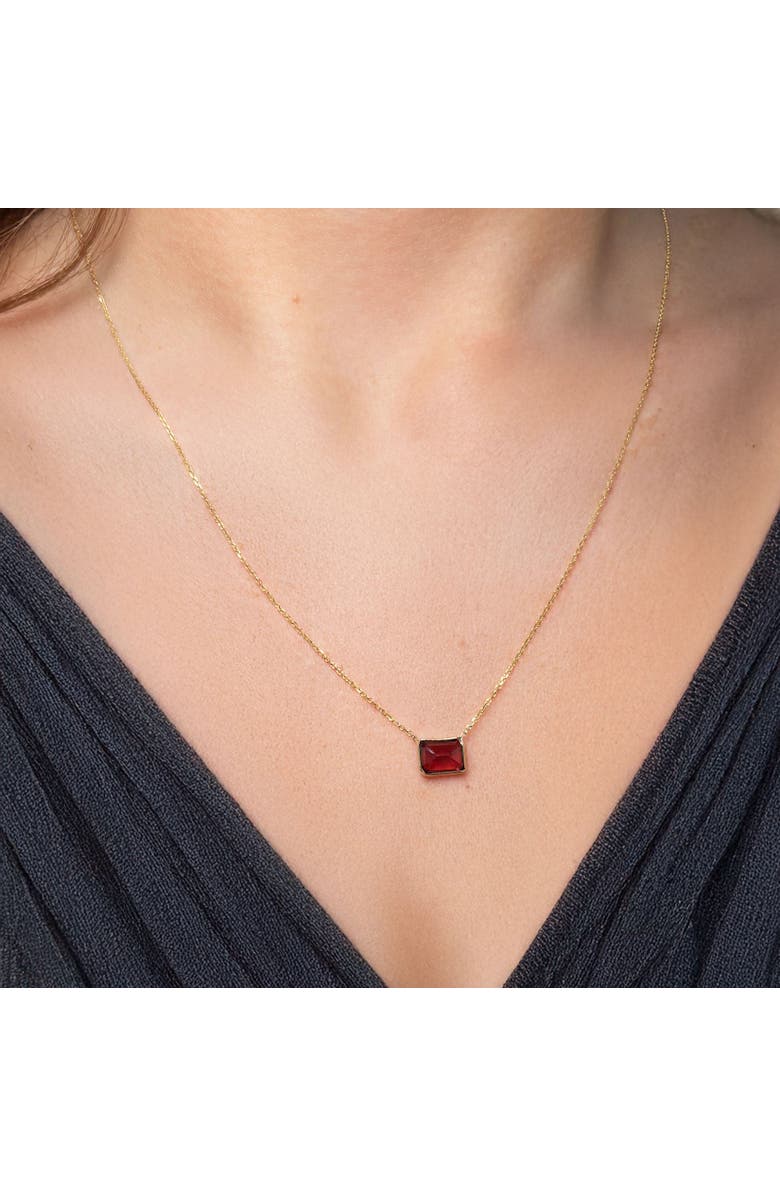 The Lovery Fine Jewelry Garnet Emerald Cut Single Bezel Necklace, Alternate, color, Garnet