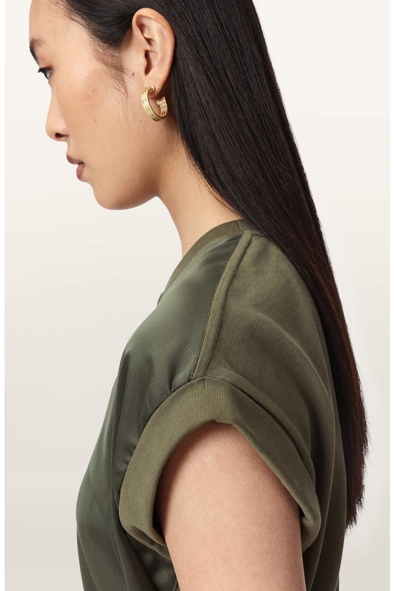 Mira Cinched Side Satin T-Shirt, Alternate, color, WILD GREEN