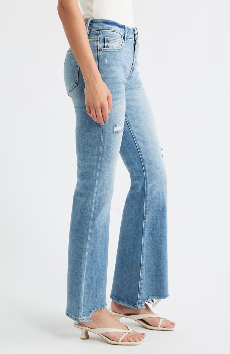 HIDDEN JEANS Ripped Mid Rise Step Hem Flare Jeans, Alternate, color, Medium Wash