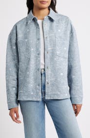Bobeau Embroidered Cotton Blend Shacket