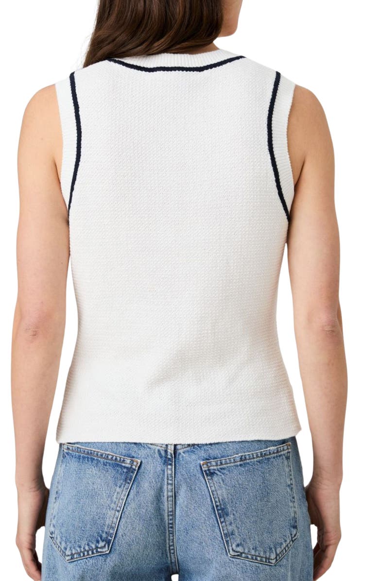 French Connection Contrast Piped Sweater Vest, Alternate, color, Cream Body/ Navy Piping