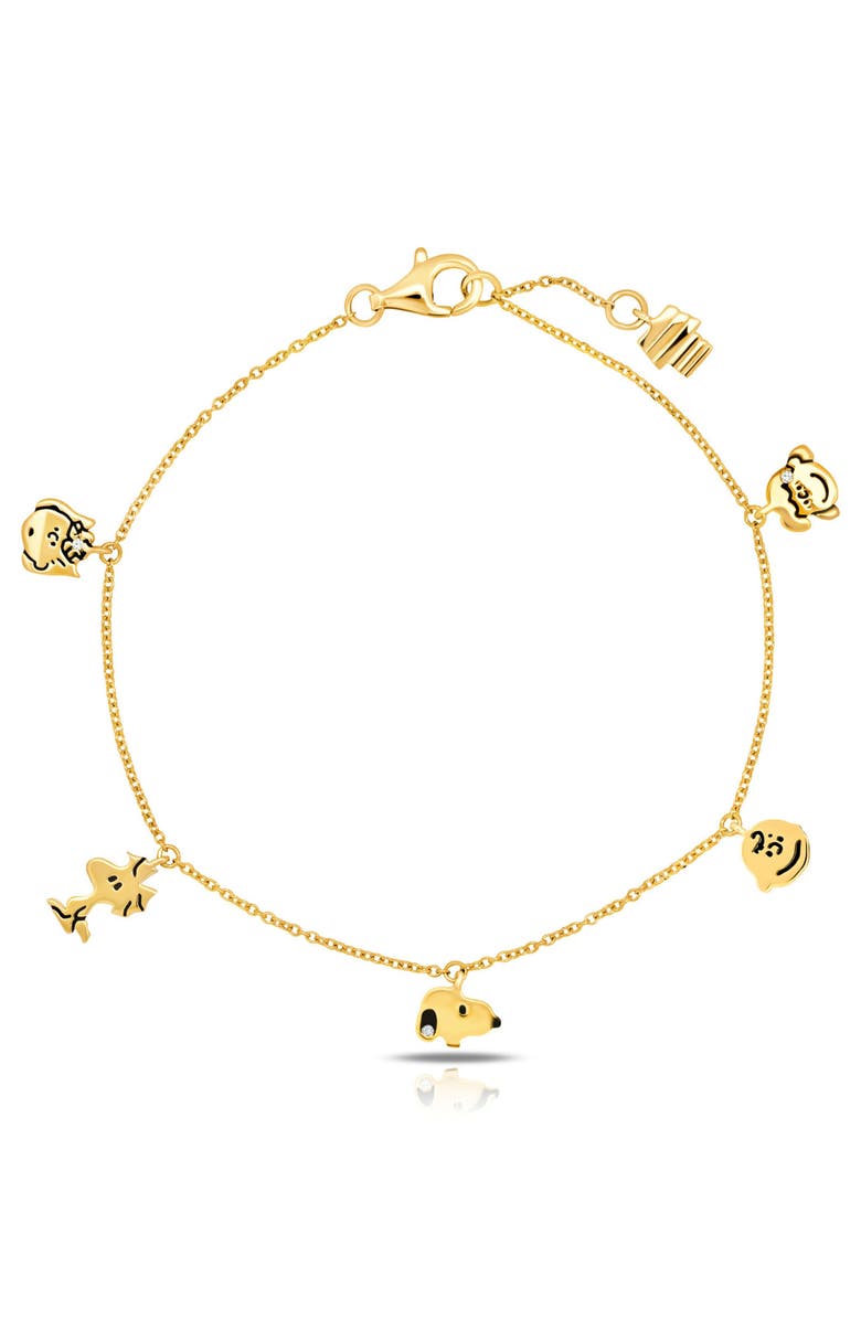 Crislu x Peanuts<sup>®</sup> Snoopy & the Gang Charm Bracelet, Main, color, 18Kt Yellow Gold / Clear Stone