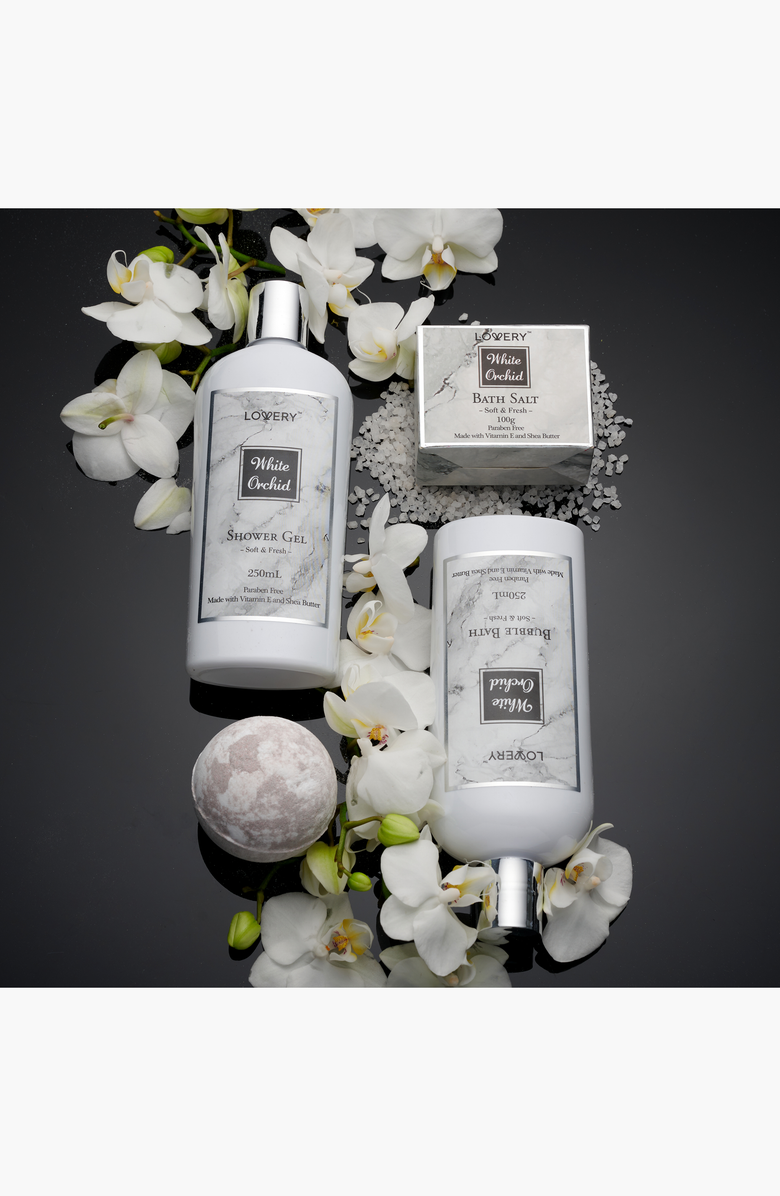Lovery Spa Gifts - Bath & Body Gift Set - Orchid Self Care Gift Basket in Marble Tub, Alternate, color, 