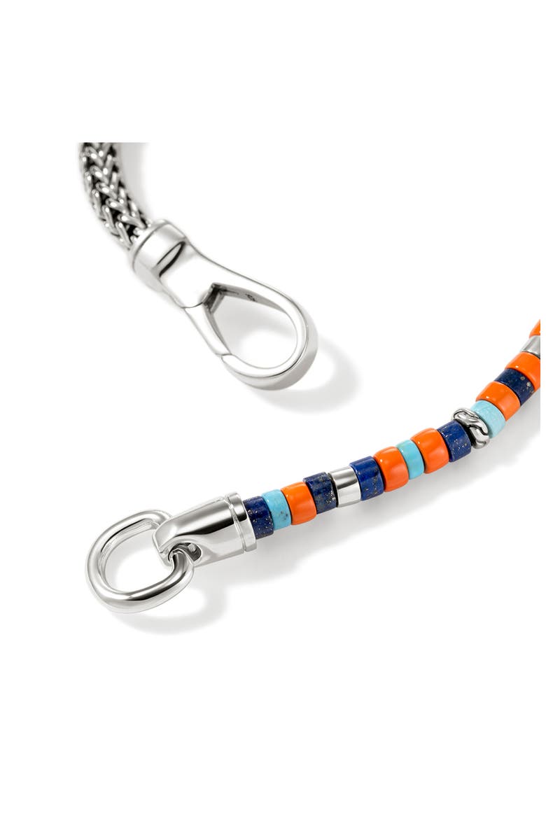 Heishi Chain Bracelet, Sterlings Silver, Turquoise, Alternate, color, SILVER/BLUE/ORANGE