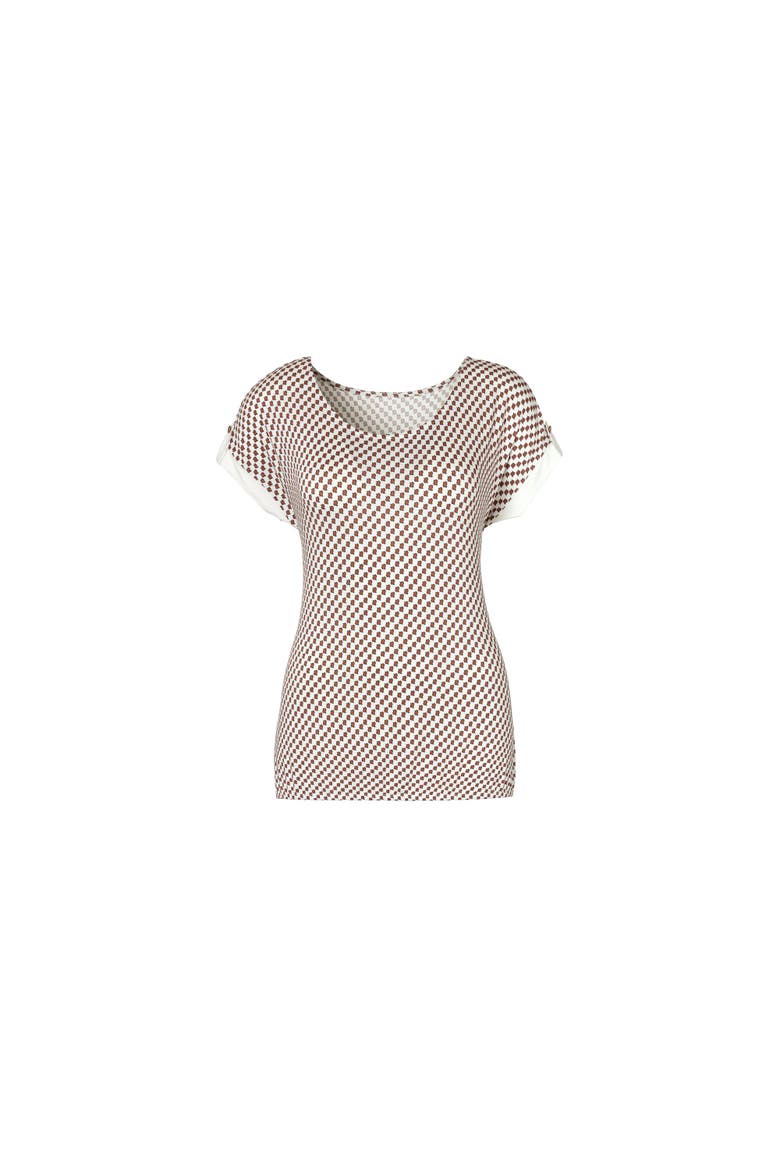 Rounded Neckline Top, Alternate, color, White Printed
