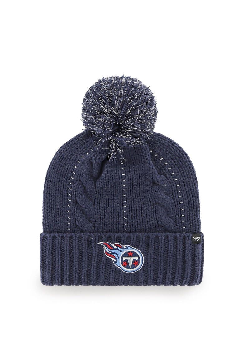 Women's '47 Navy Tennessee Titans Bauble Cuffed Knit Hat with Pom, Main, color, Navy