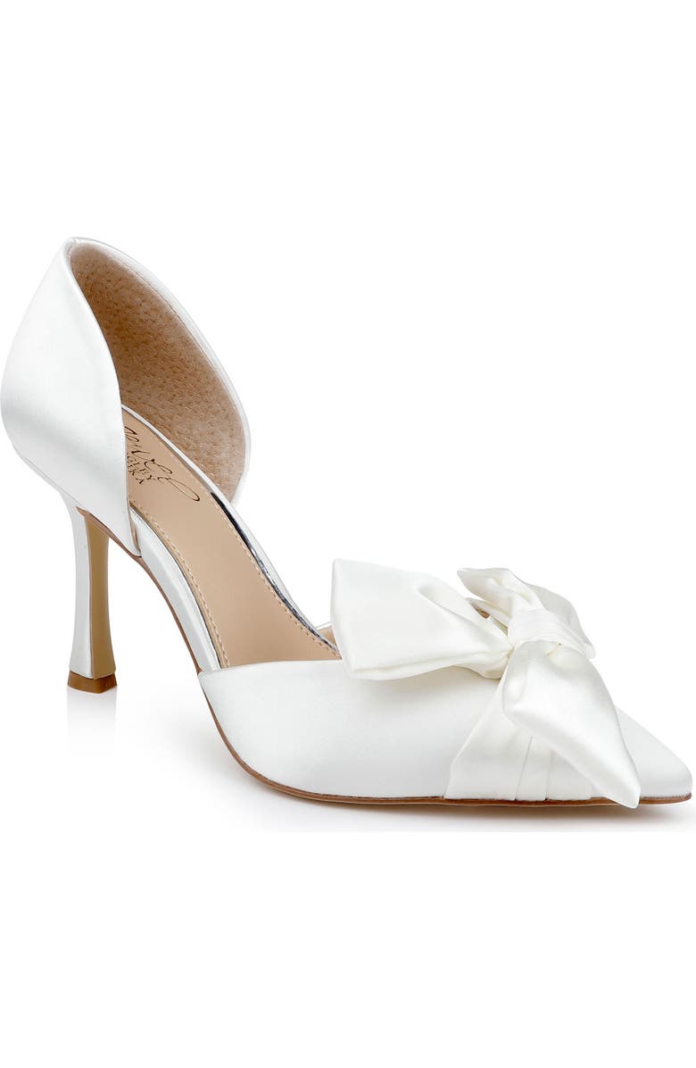 Jewel Badgley Mischka Sidney Pointed Toe d'Orsay Pump, Main, color, Ivory Satin