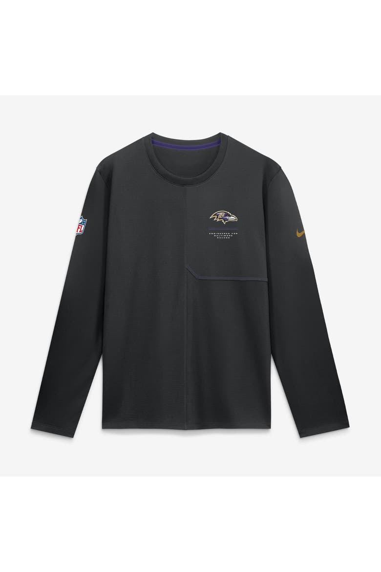 Men's Nike  Black Baltimore Ravens Sideline Coaches UV Dri-FIT Long Sleeve Shirt, Main, color, Black