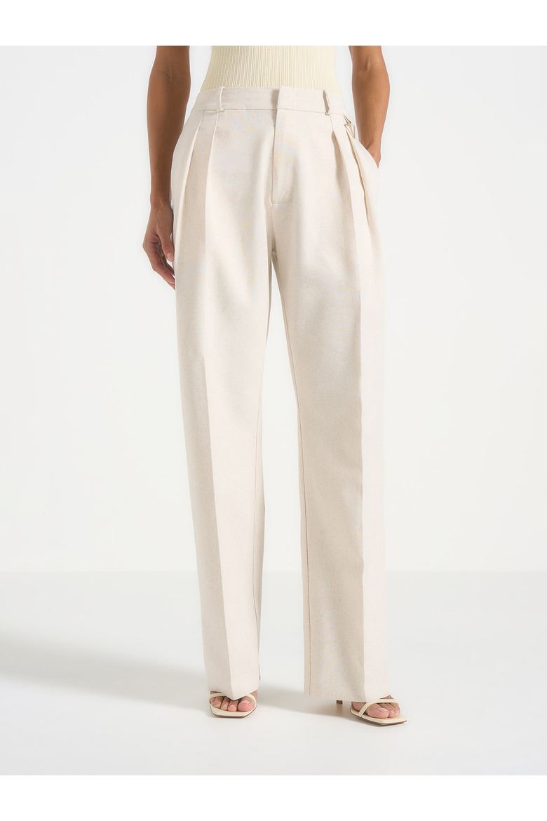 Julie Linen  Pleat Trousers, Main, color, Natural