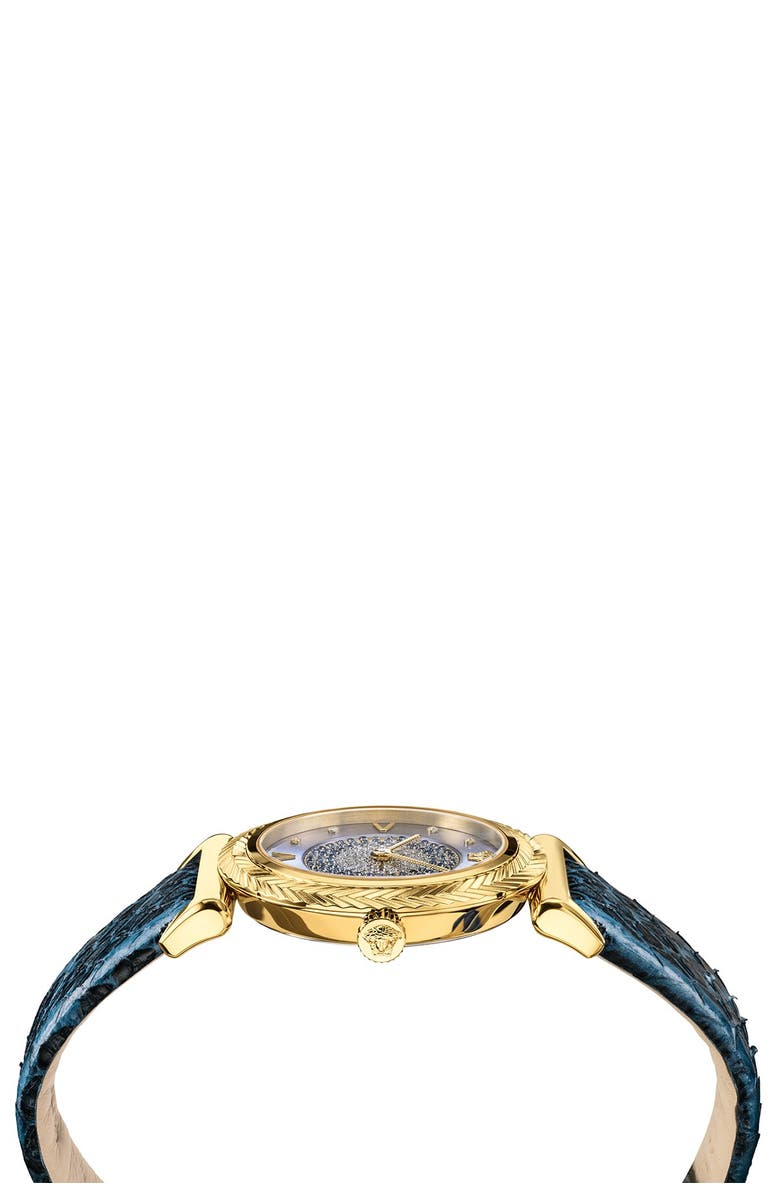 Versace Women's V-Motif Snake Embossed Leather Strap Watch, 35mm, Main, color, 