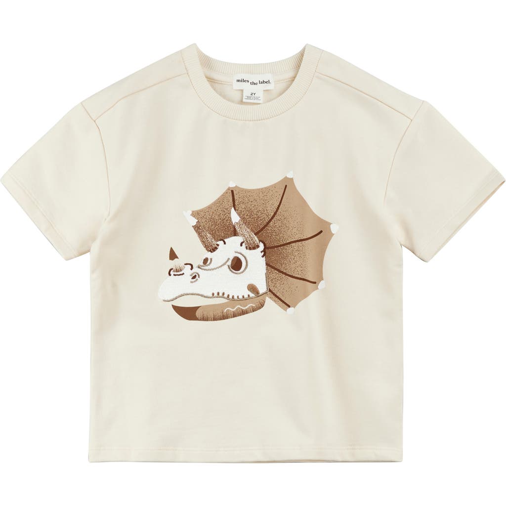 Miles The Label Boys' Graphic Dino Tee - Little Kid In Beige