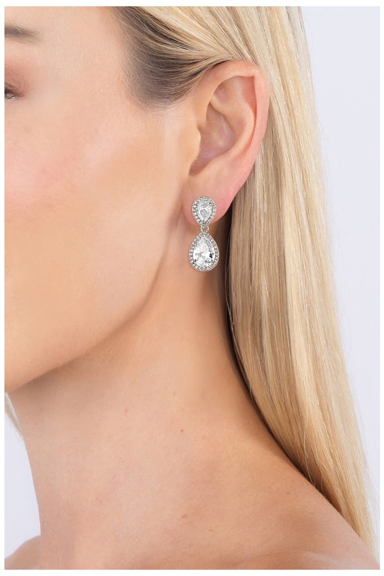 Isabella CZ Drop Earrings, Alternate, color, SILVER