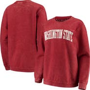 PRESSBOX Women's Pressbox Crimson Washington State Cougars Comfy Cord Vintage Wash Basic Arch Pullover Sweatshirt