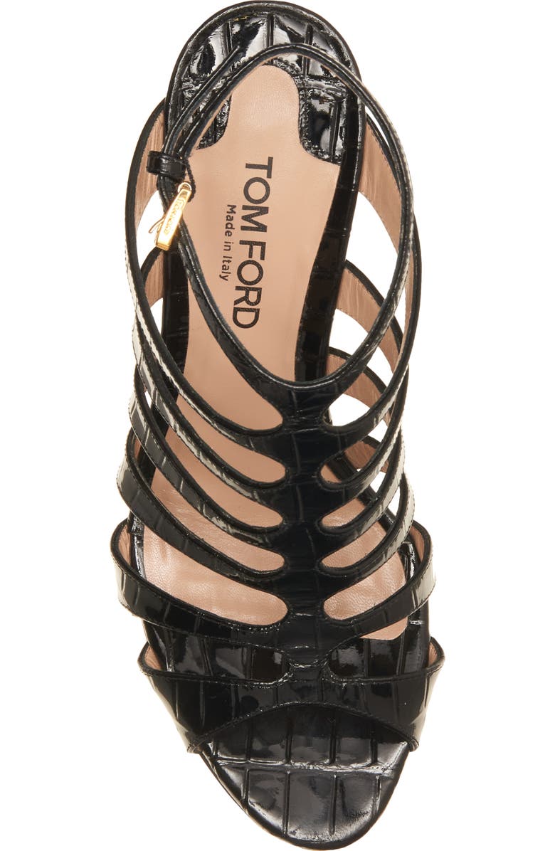 TOM FORD Cage Croc Embossed Ankle Strap Stiletto Sandal, Alternate, color,