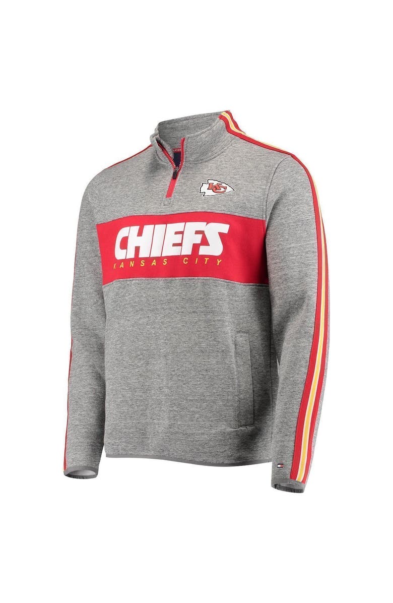 Tommy Hilfiger Men's Tommy Hilfiger Heathered Gray Kansas City Chiefs Mario Quarter-Zip Jacket, Alternate, color, 