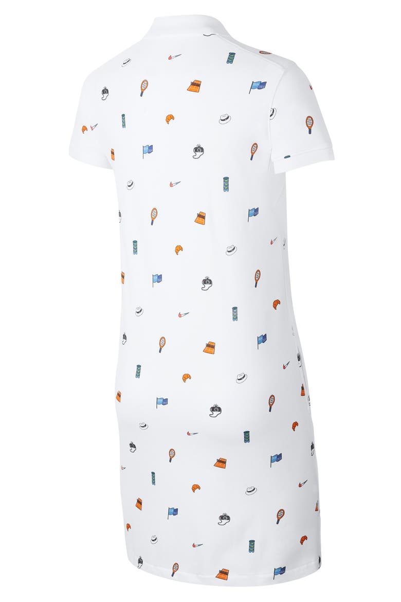 Dri-FIT Print Polo Dress, Alternate, color, WHITE/ BRILLIANT ORANGE