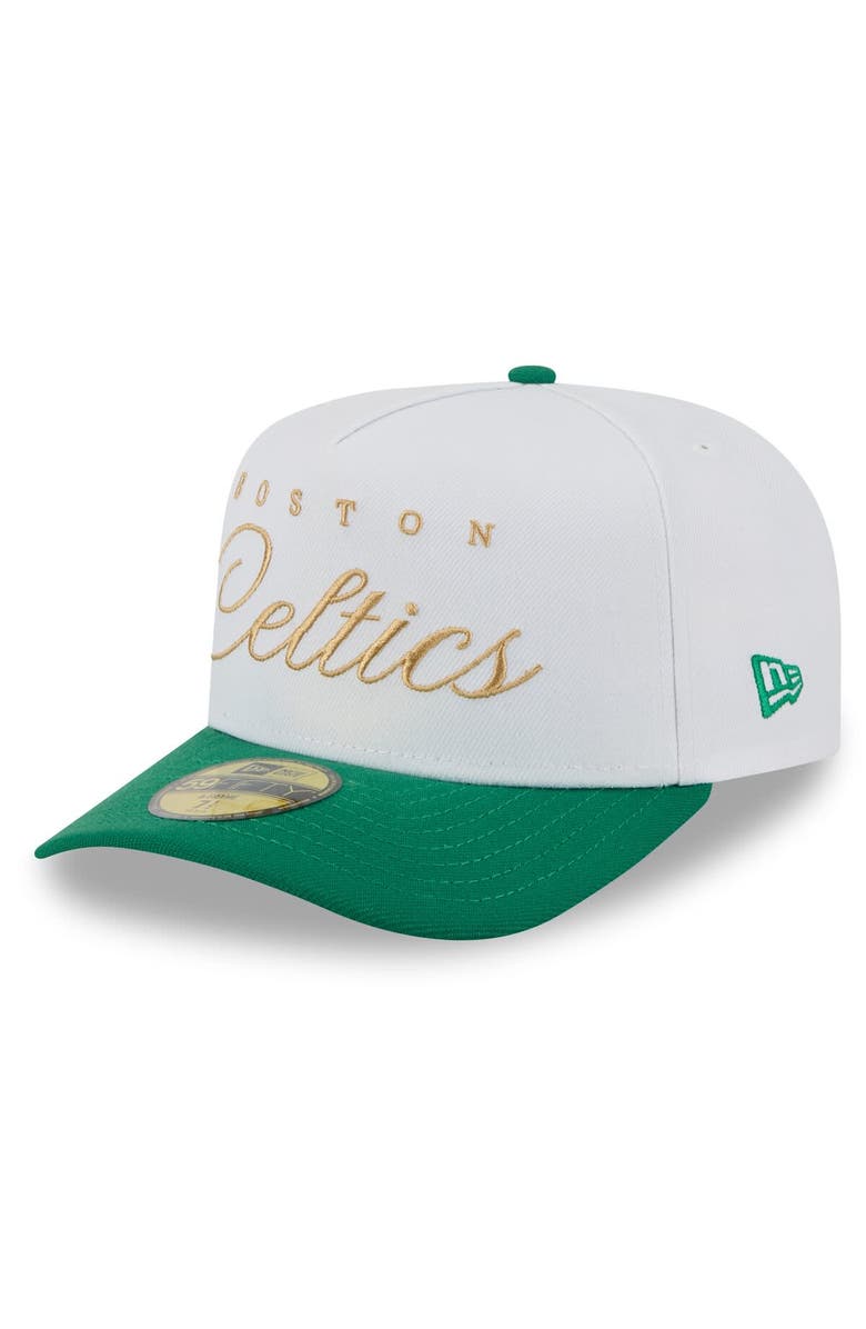 New Era Men's New Era White/Kelly Green Boston Celtics 2025 NBA Draft A-Frame 59FIFTY Fitted Hat, Alternate, color, White