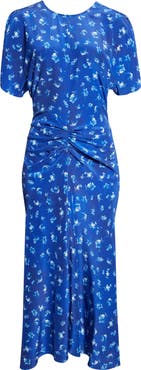 Victoria Beckham Bela Floral Ruched Silk Midi Dress