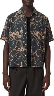 AllSaints Fortune Linen & Cotton Short Sleeve Button-Up Shirt