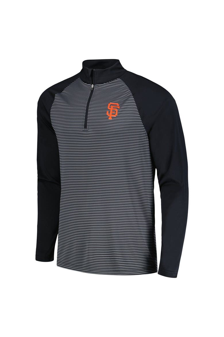 Men's Levelwear Black San Francisco Giants Charter Striped Raglan Quarter-Zip Top, Alternate, color, Black