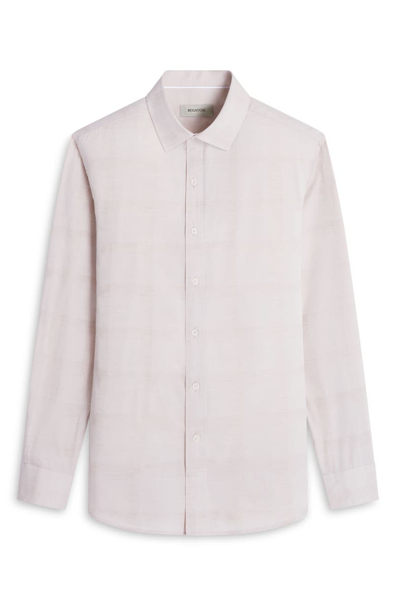 Bugatchi Julian Shaped Fit Plaid Button-Up Shirt, Alternate, color, Desert