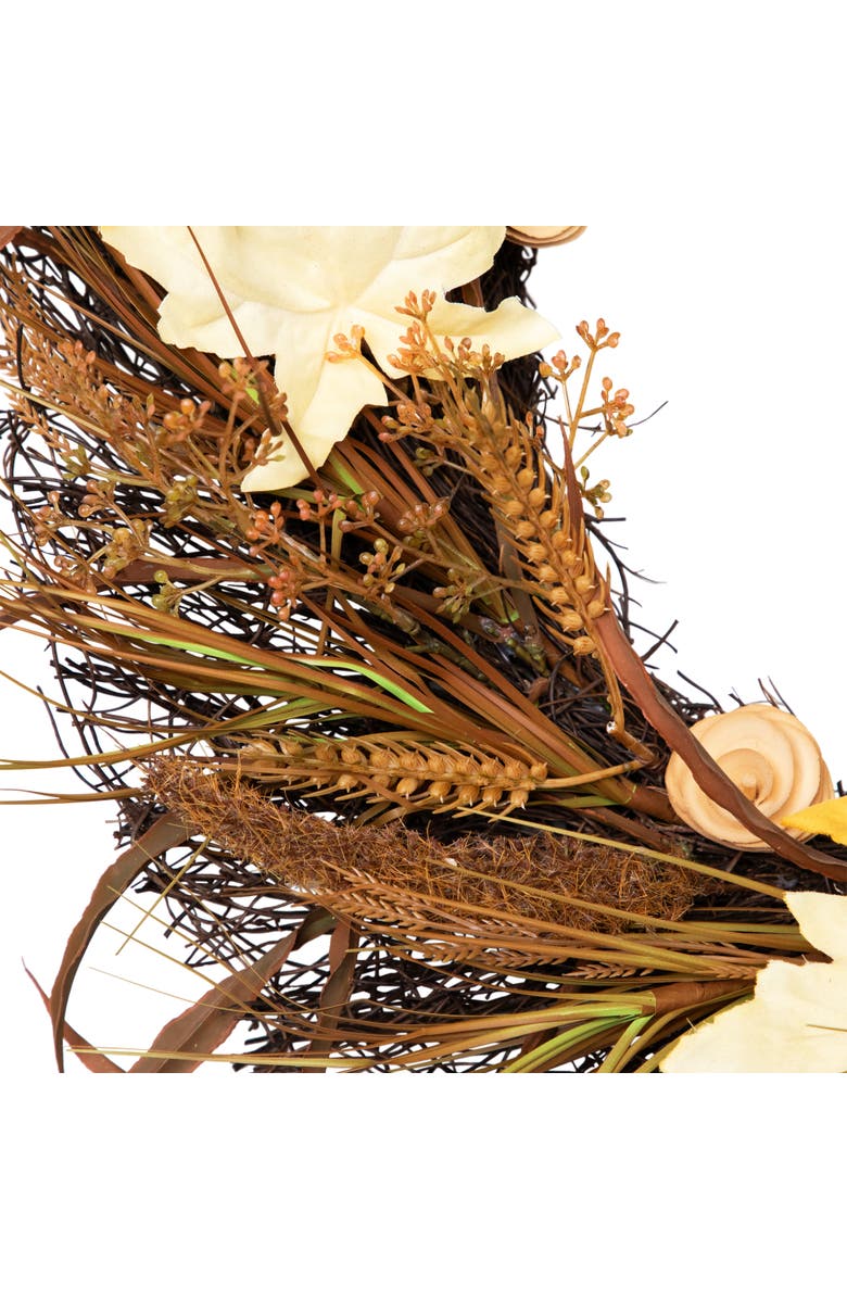 Northlight Cattail and Wheat Twig Artificial Fall Harvest Wreath - 24", Alternate, color, 