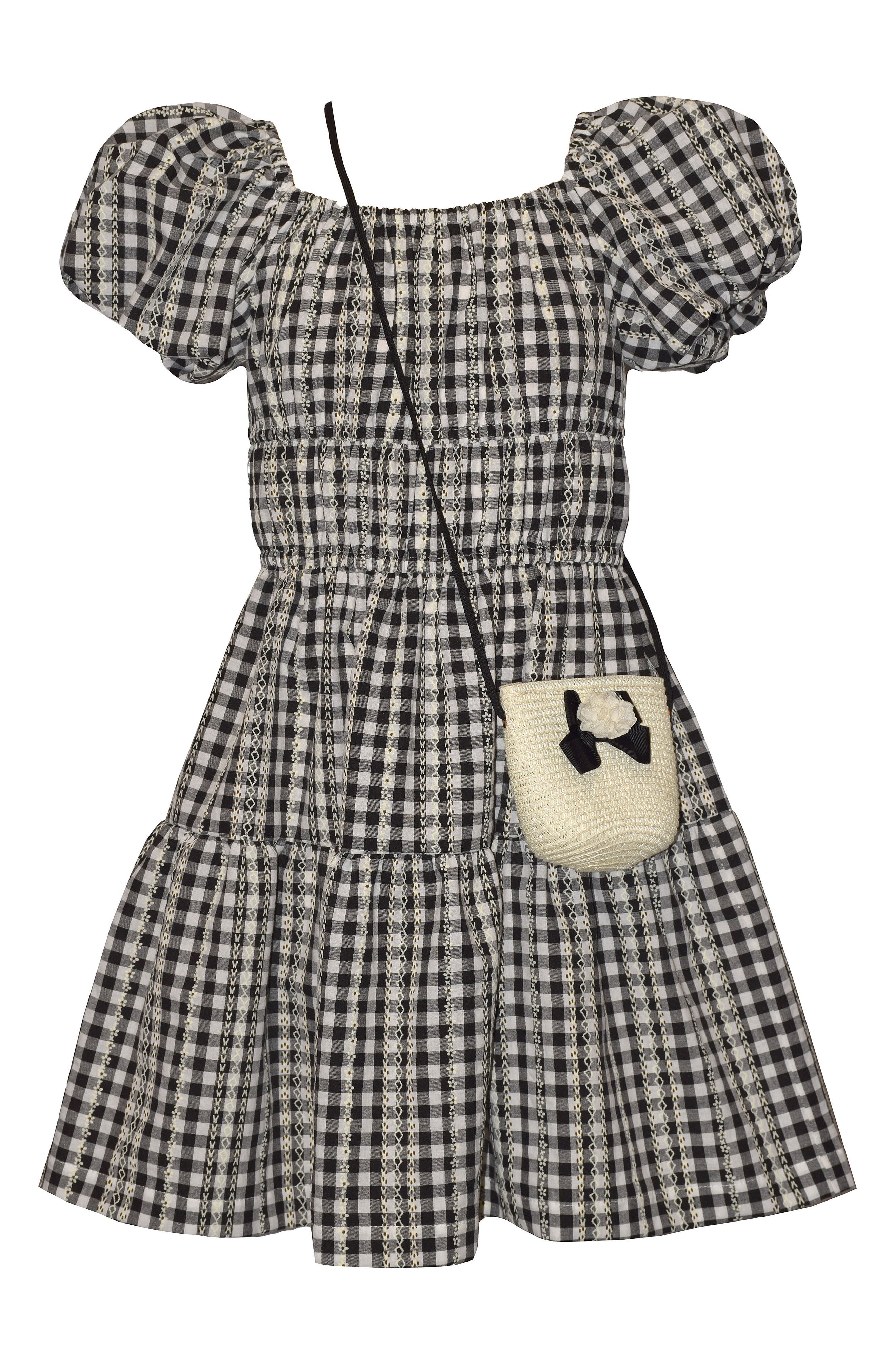 Iris & Ivy Kids' Gingham Puff Sleeve Dress & Purse Set