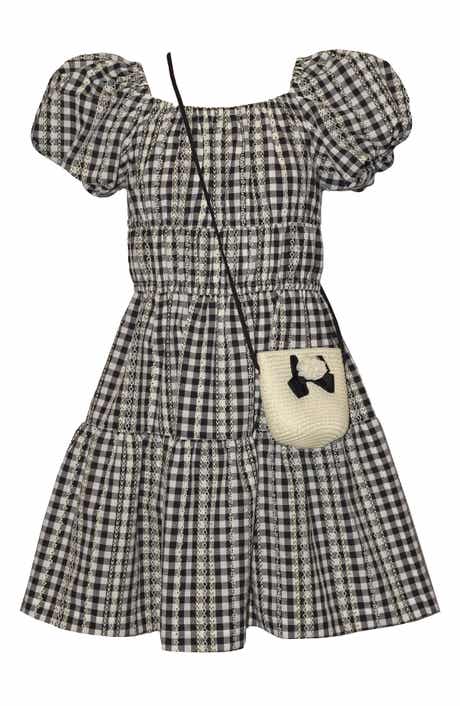 Iris & Ivy Kids' Gingham Puff Sleeve Dress & Purse Set