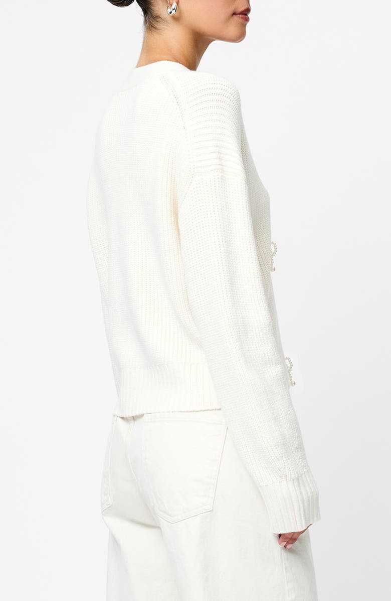 French Connection Bow Embellished Cardigan, Alternate, color, Porcelain Cream