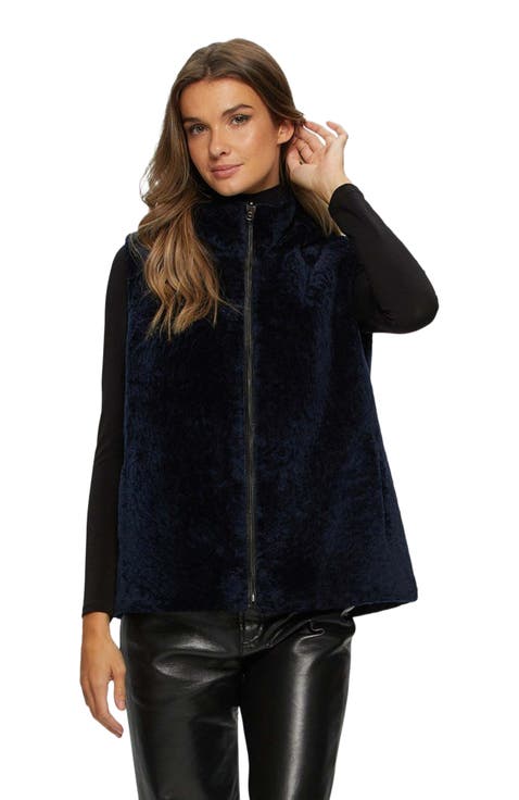 Reversible Genuine Shearling Hooded Vest