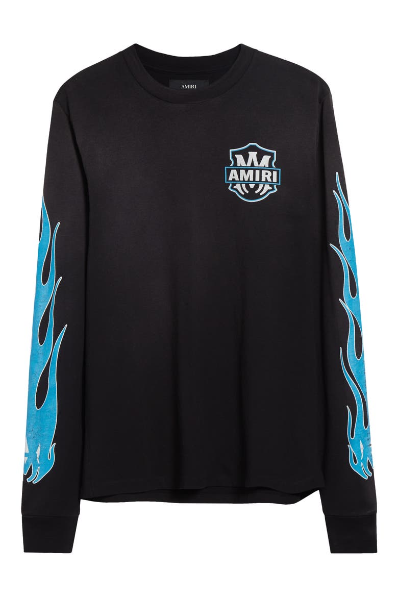 Eagle Flames Long Sleeve Cotton Graphic T-Shirt, Alternate, color, BLACK