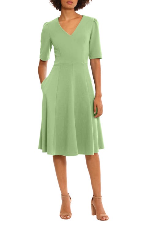 V-Neck Fit & Flare Dress