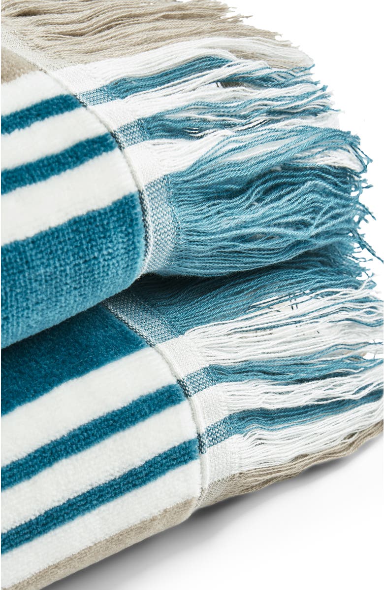 CHRISTY College Stripe Hammam Inspired Beach Towels, Alternate, color, Lagoon