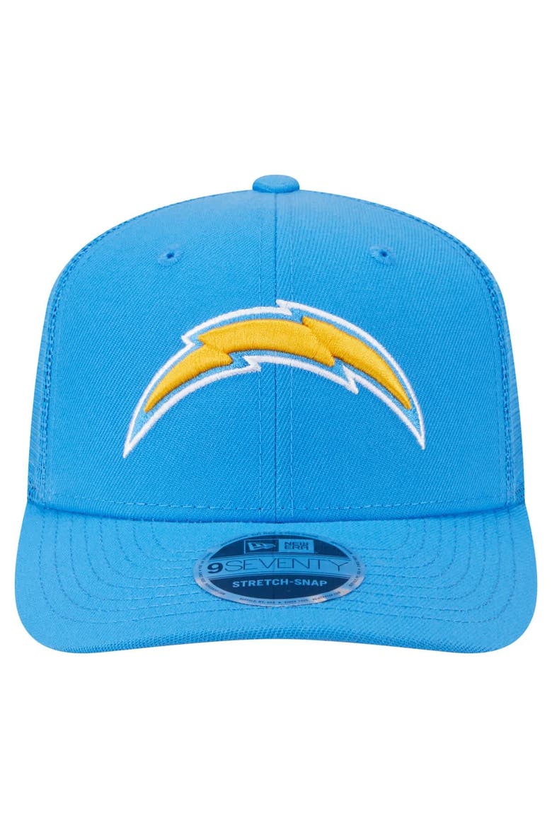 Men's New Era Powder Blue Los Angeles Chargers Main Trucker 9SEVENTY Stretch-Snap Hat, Alternate, color, Powder Blue