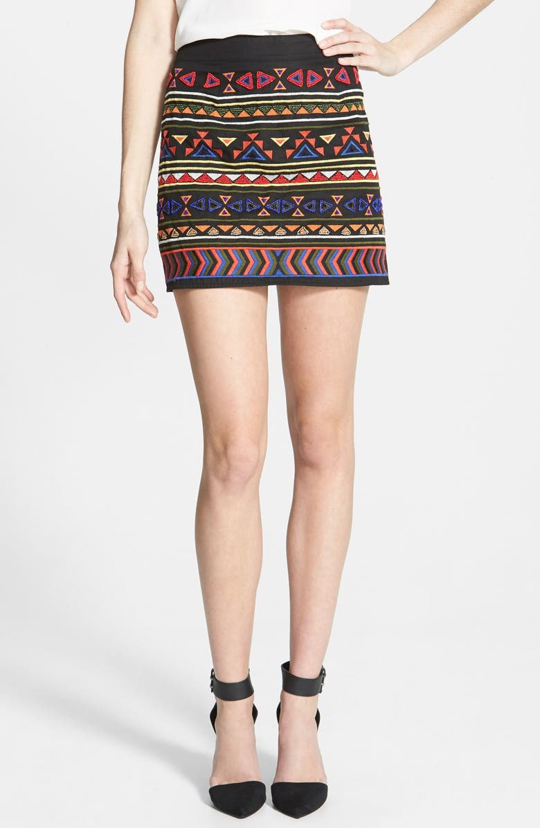 Sam Edelman Beaded Geo Print Miniskirt, Main, color,