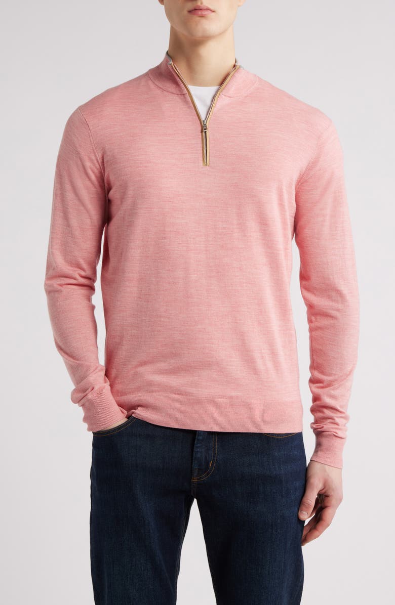 Peter Millar Crown Crafted Excursionist Flex Quarter Zip Pullover, Main, color, Pink Crepe
