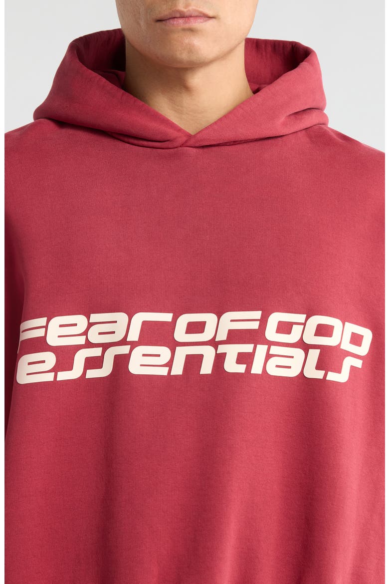 Logo Graphic Print Relaxed Crop Hoodie, Alternate, color, CRIMSON
