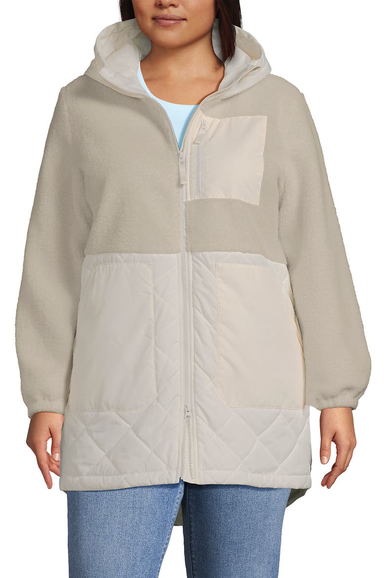 High Pile Quilted Mixed Media Parka, Main, color, Egret White