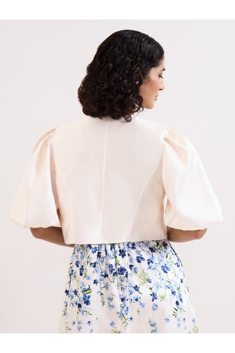 Paulina Cropped Puff-Sleeve Jacket, Alternate, color, Cream