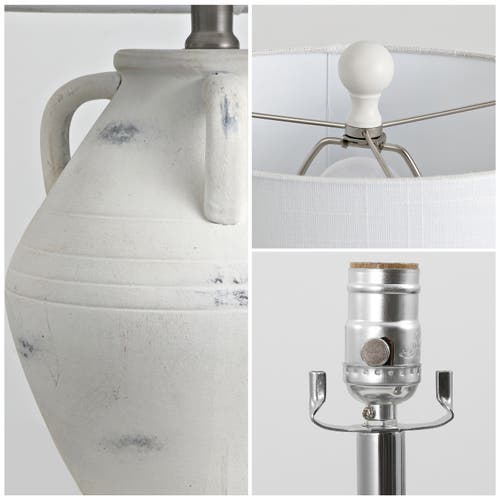 Jonathan Y Altea 20.5" Rustic Coastal Pottery Jar Led Table Lamp In White
