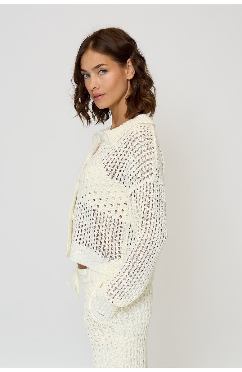 Central Park West Evie Open Stitch Polo, Alternate, color, Ivory