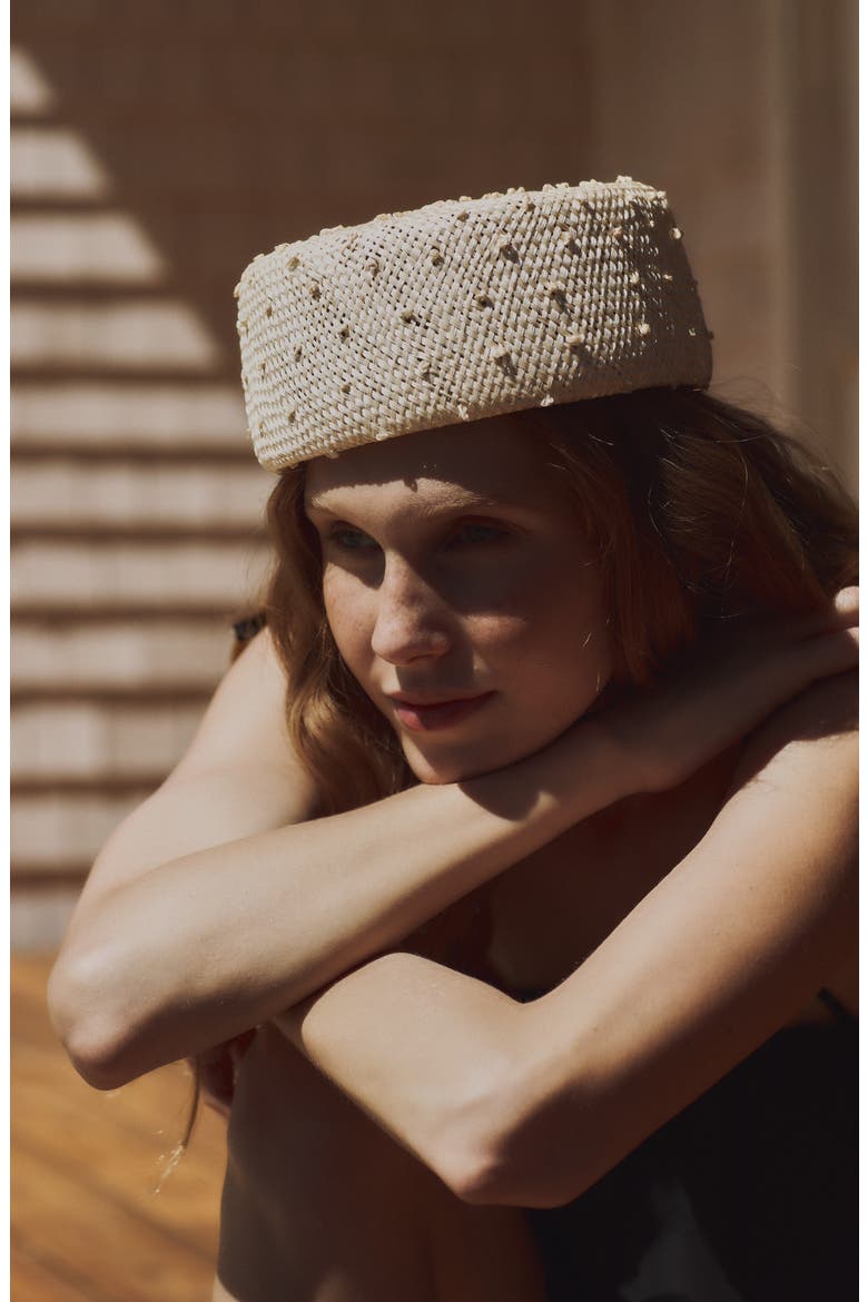 Lauren Knotted Straw Pillbox Hat, Alternate, color, NATURAL KNOTTED