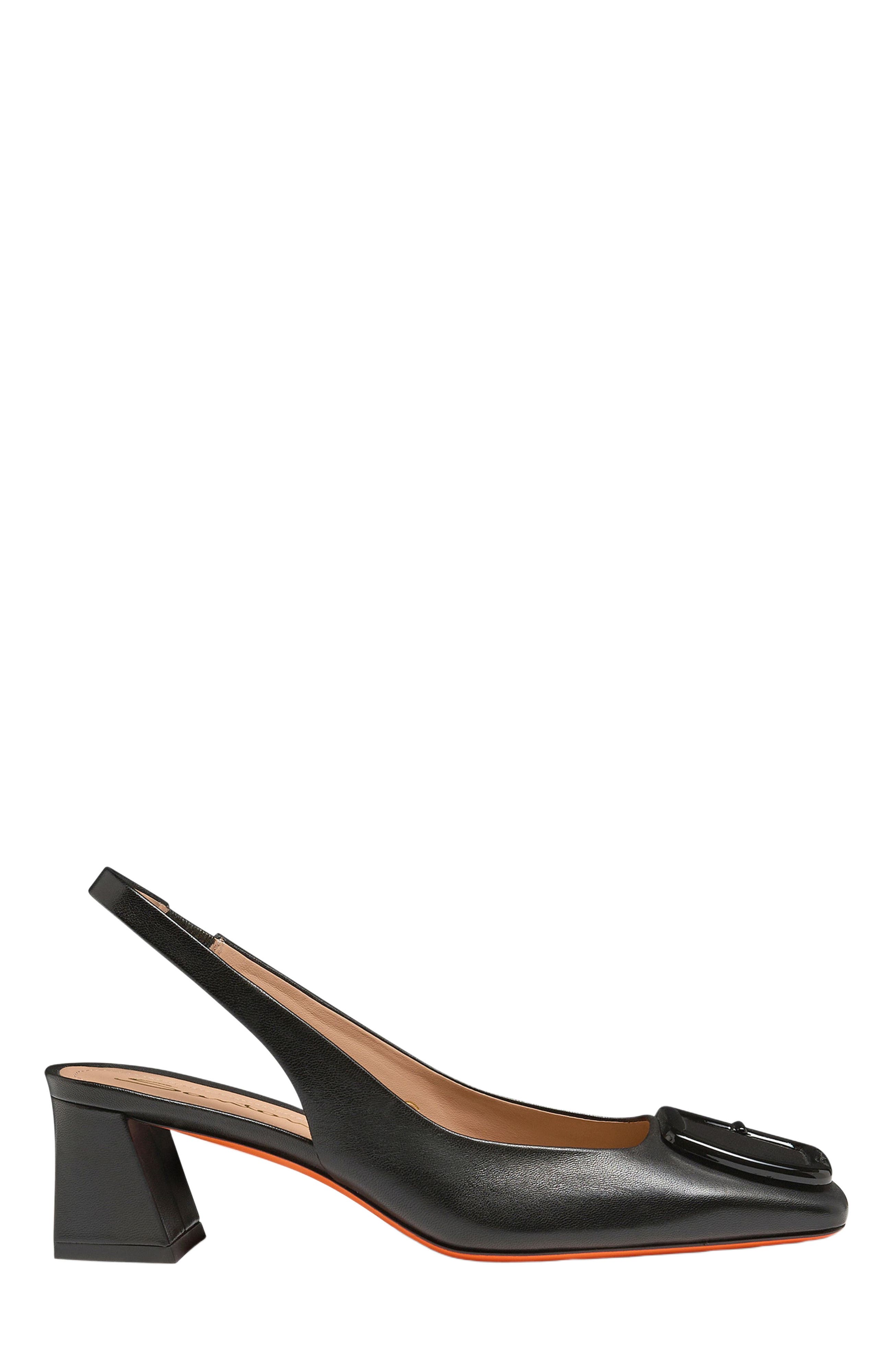 Santoni Women's mid-heel slingback, Main, color, Black